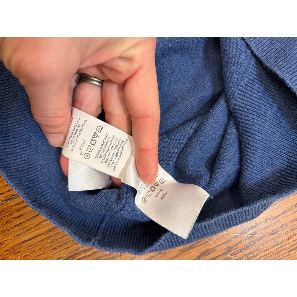 Polo Ralph Lauren Men XL Blue Pima Cotton V-Neck Sweater Heathered Pony Logo